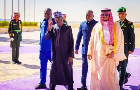 Tinubu Is In Saudi Arabia For Joint Arab-Islamic Summit